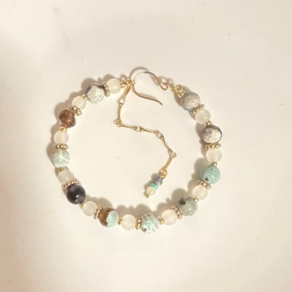 Natural Agate and Moonstone Convertible Gemstone Bracelet & Anklet – Adjustable Healing Stone Jewelry