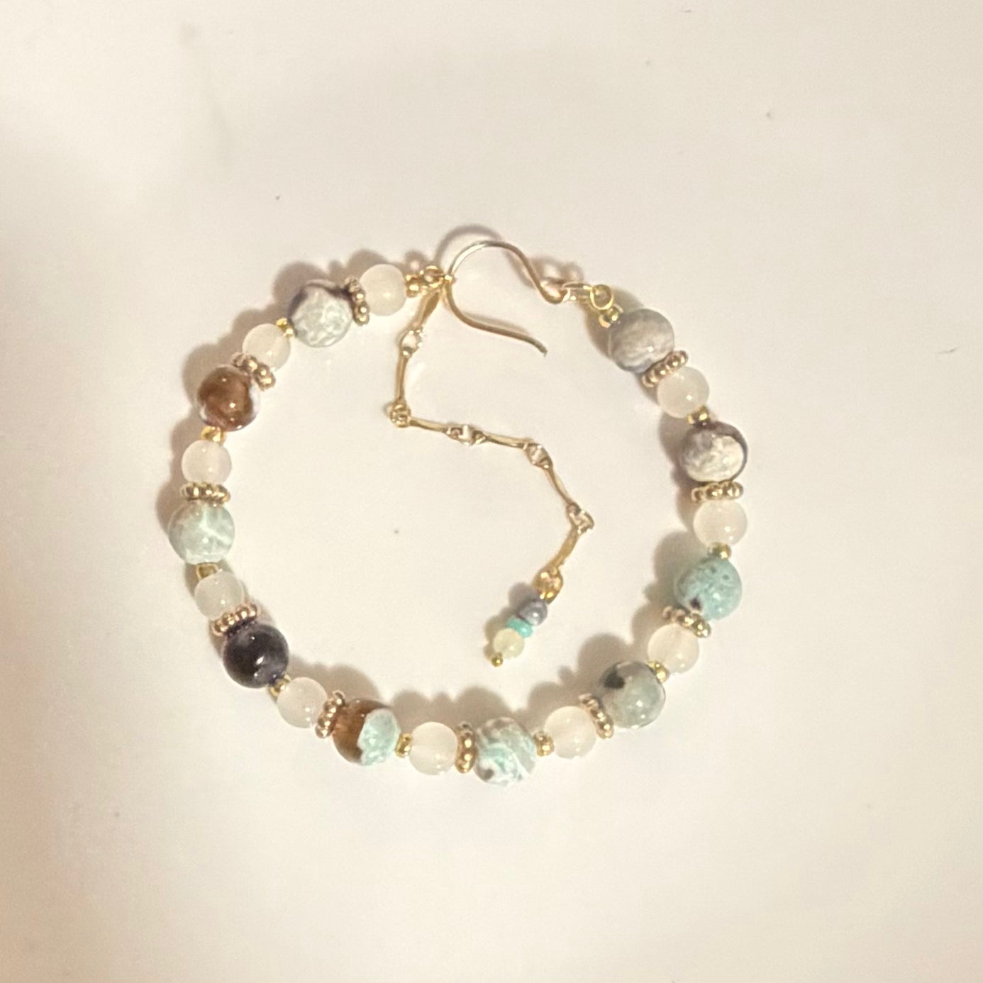 Natural Agate and Moonstone Convertible Gemstone Bracelet & Anklet – Adjustable Healing Stone Jewelry