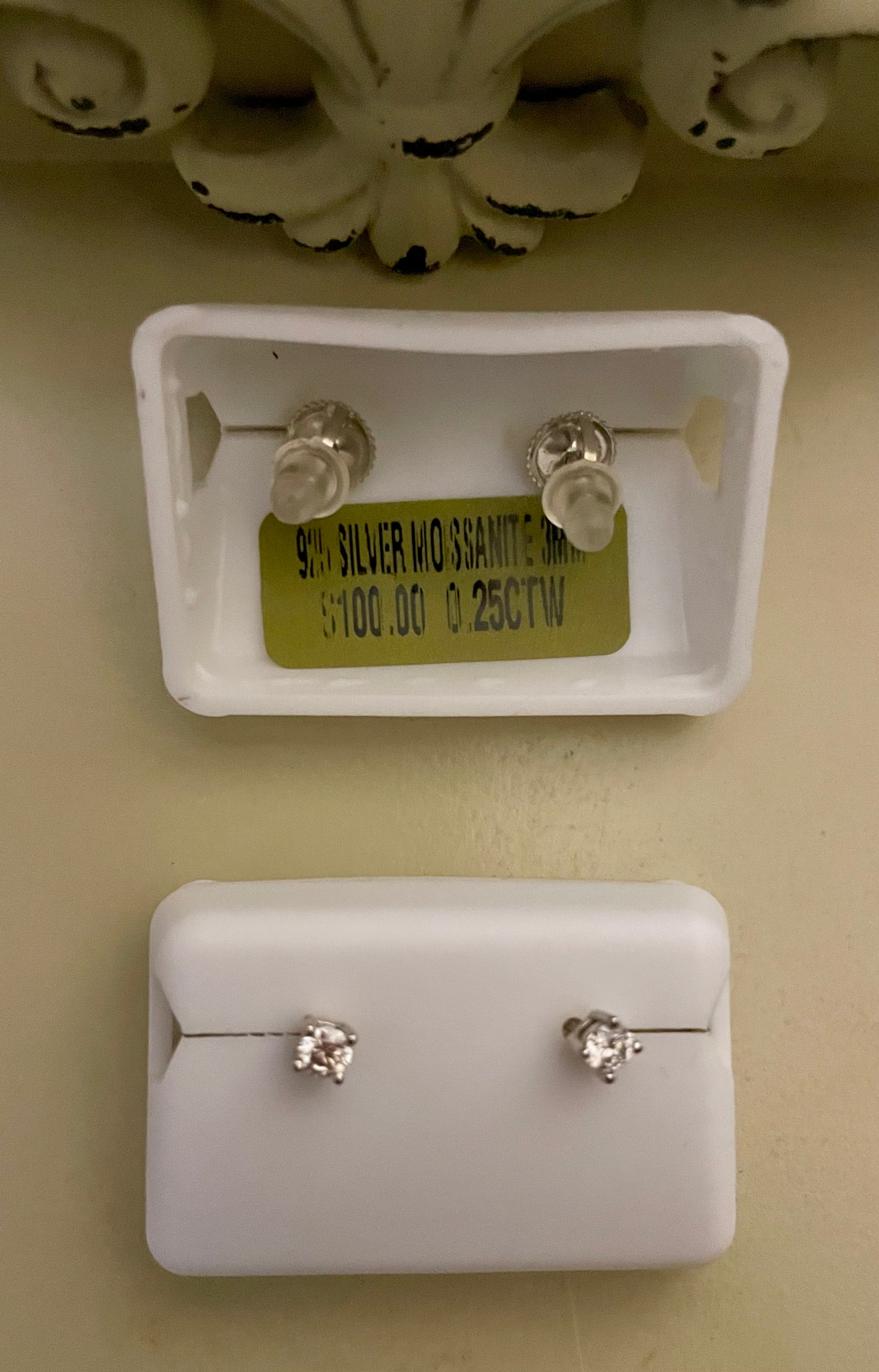 925 Sterling Silver Moissanite Stud Earrings .25 Karat for Valentines Day