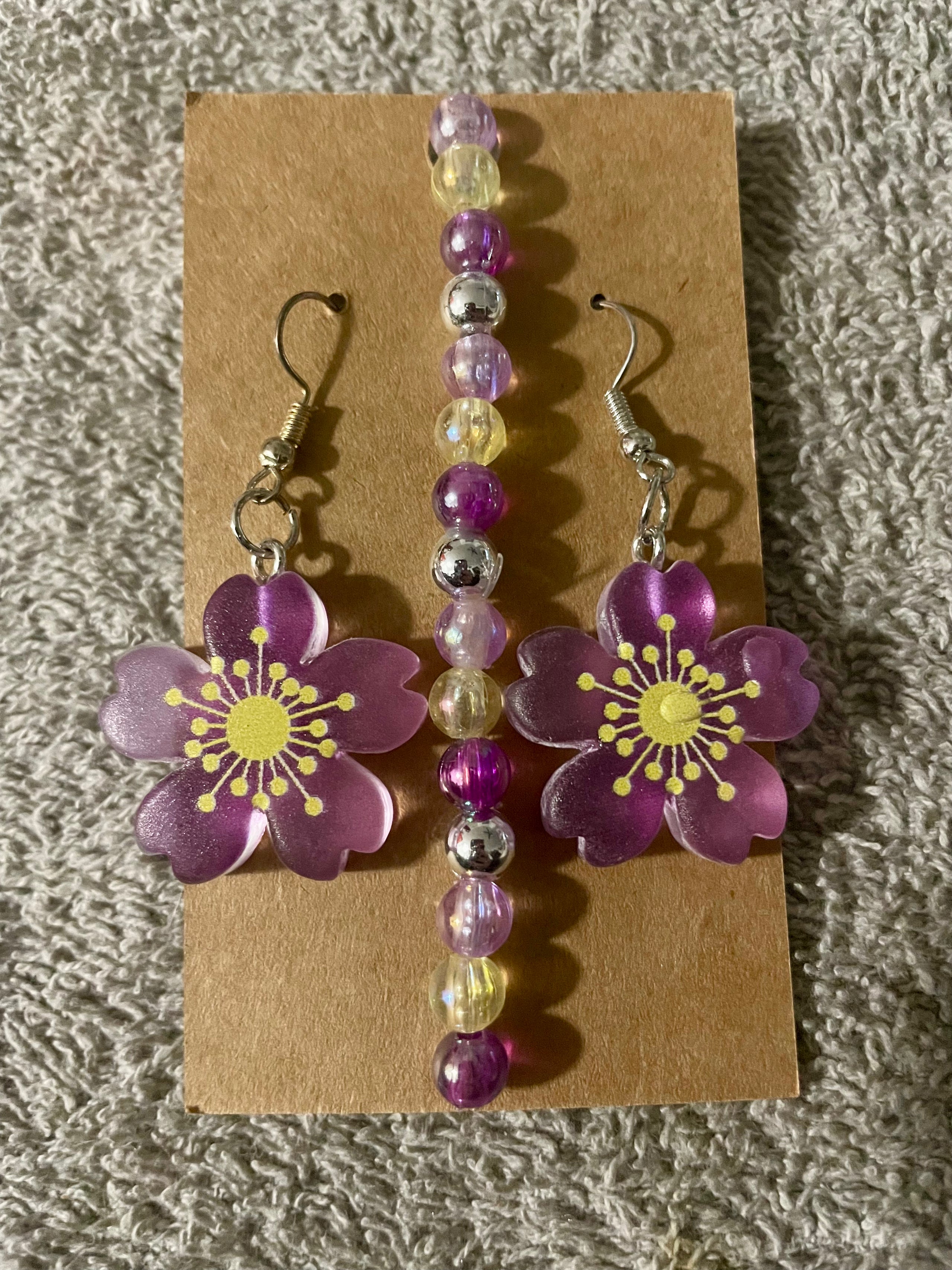 Lavender Resin Flower Pop Jewelry Set