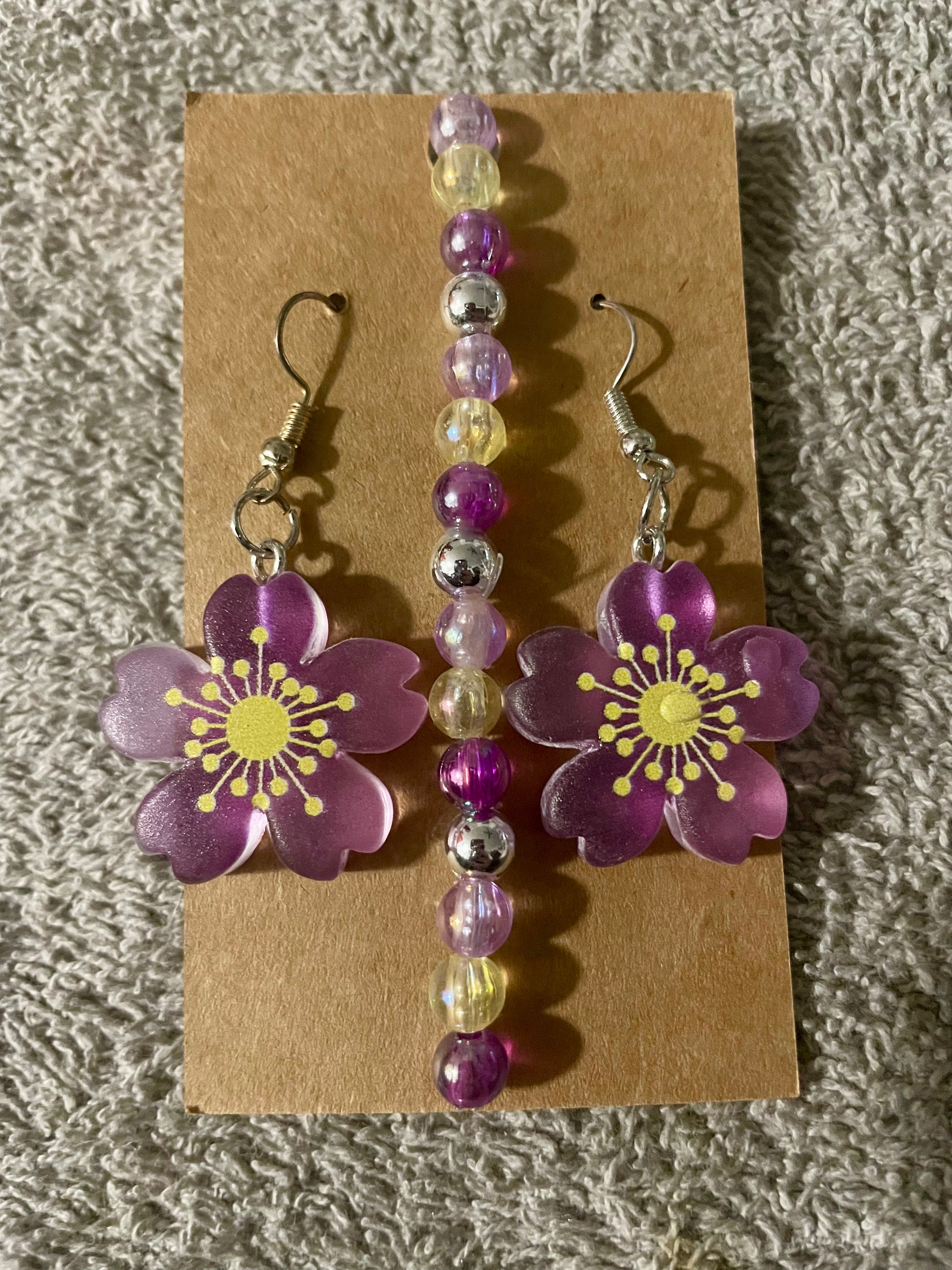 Lavender Resin Flower Pop Jewelry Set