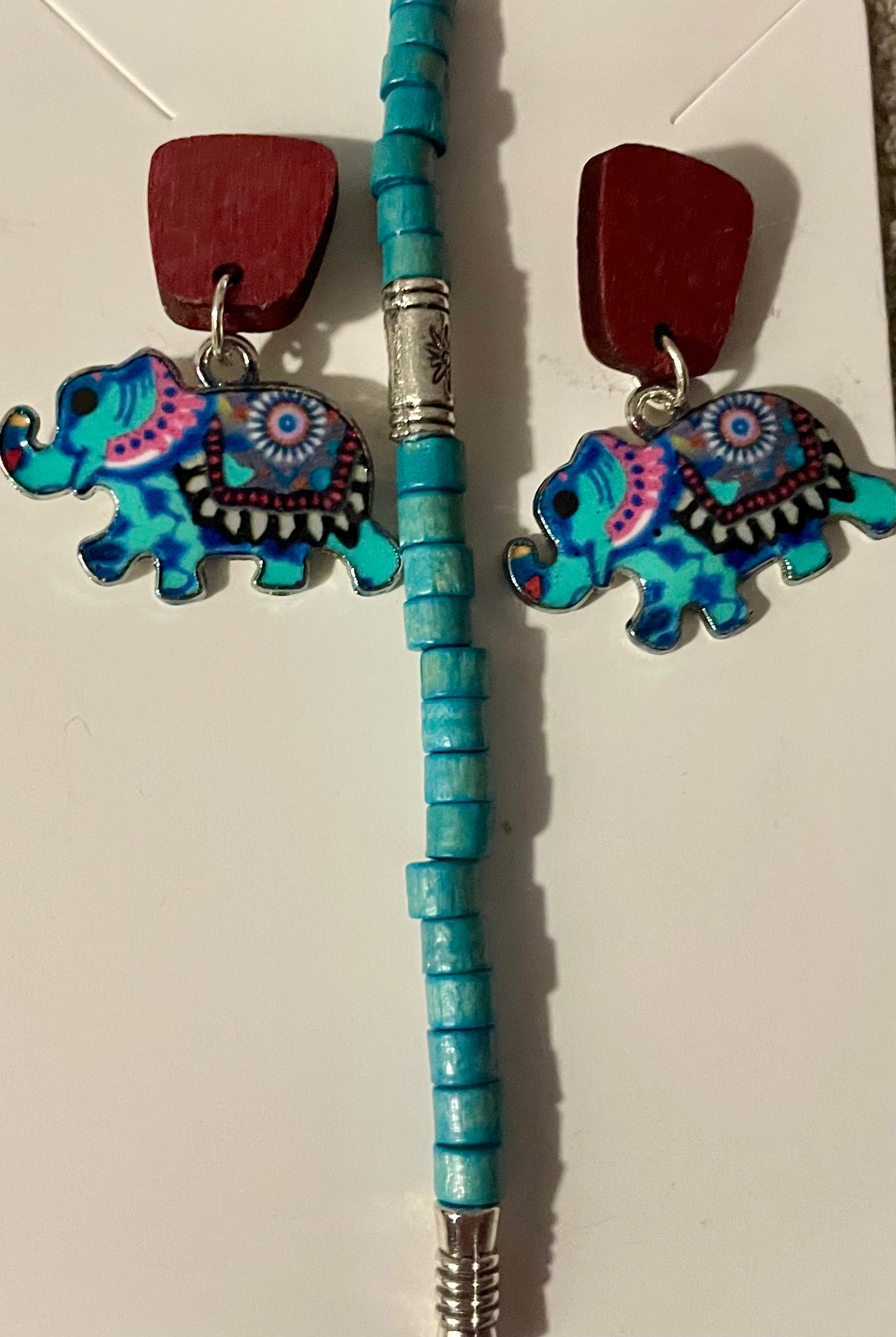 Mandala Bohemian Elephant Dangle Set