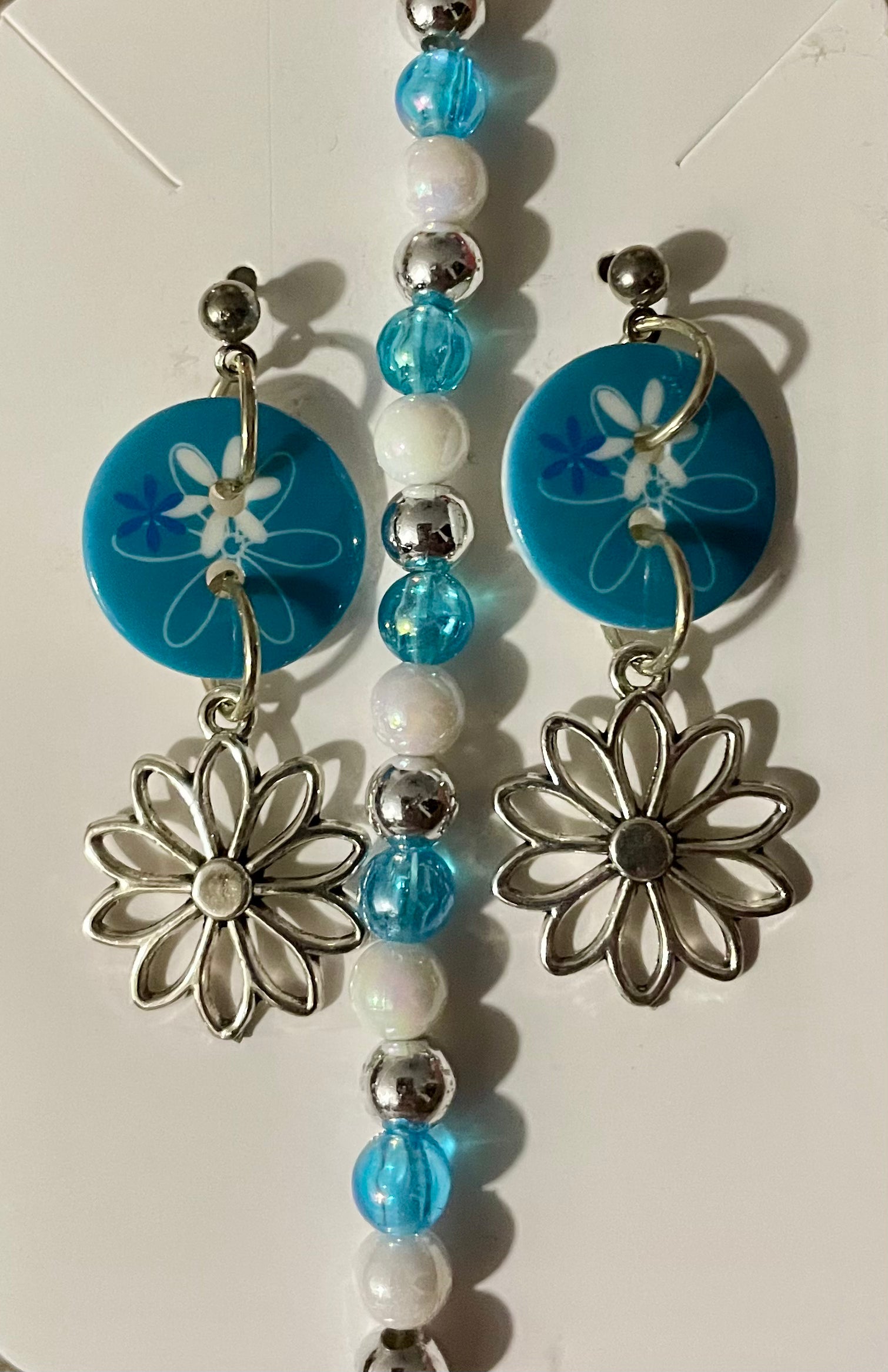 Turquoise Daisy Dangle Set