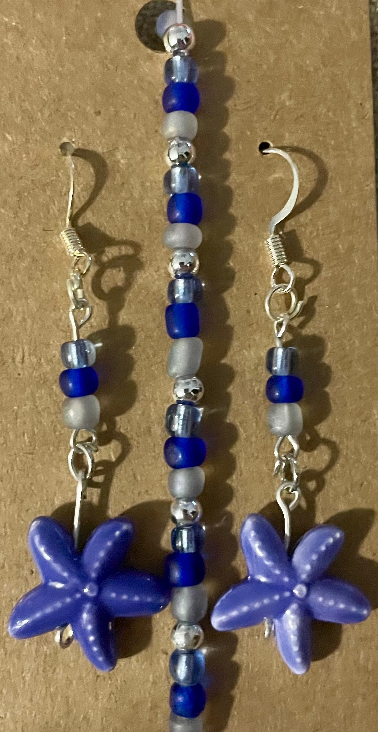 Glossy Glass Starfish Dangle Set