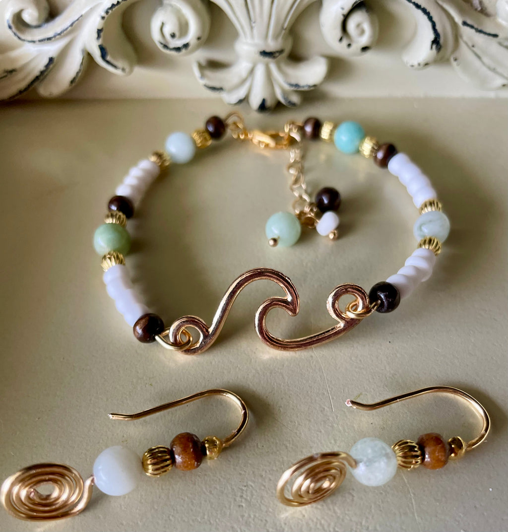Golden Ocean Wave Gold Plated Jewelry Set