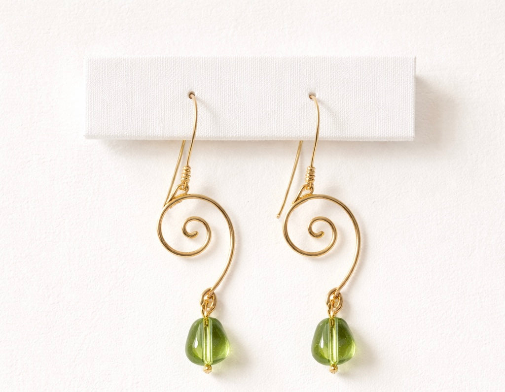 Golden Lime Peridot Swirl Earrings by Suzie with Sublime Designs