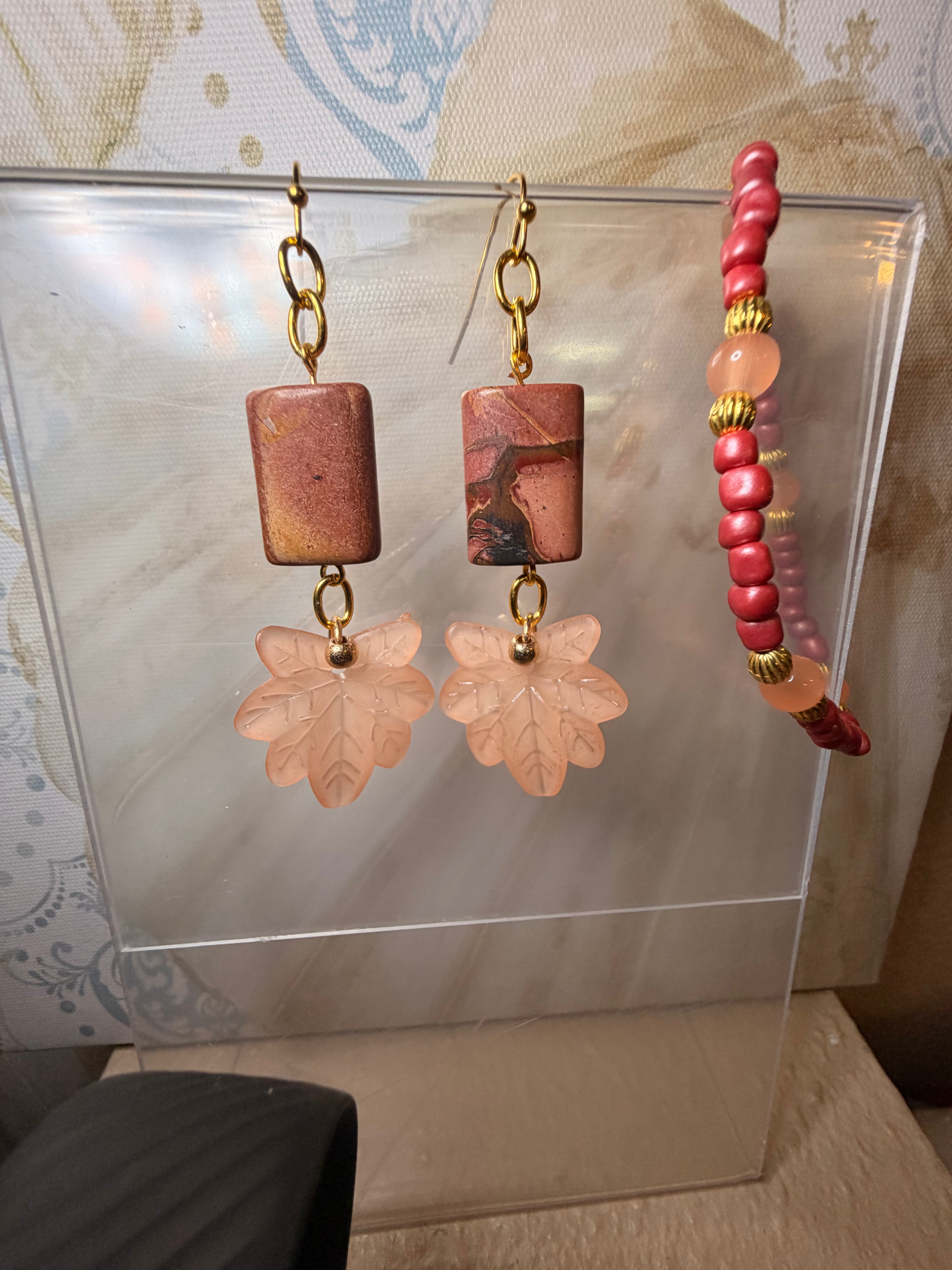 Rhondonite Natural Stone Maroon Color Jewelry Set Miss Match Designs (Copy)