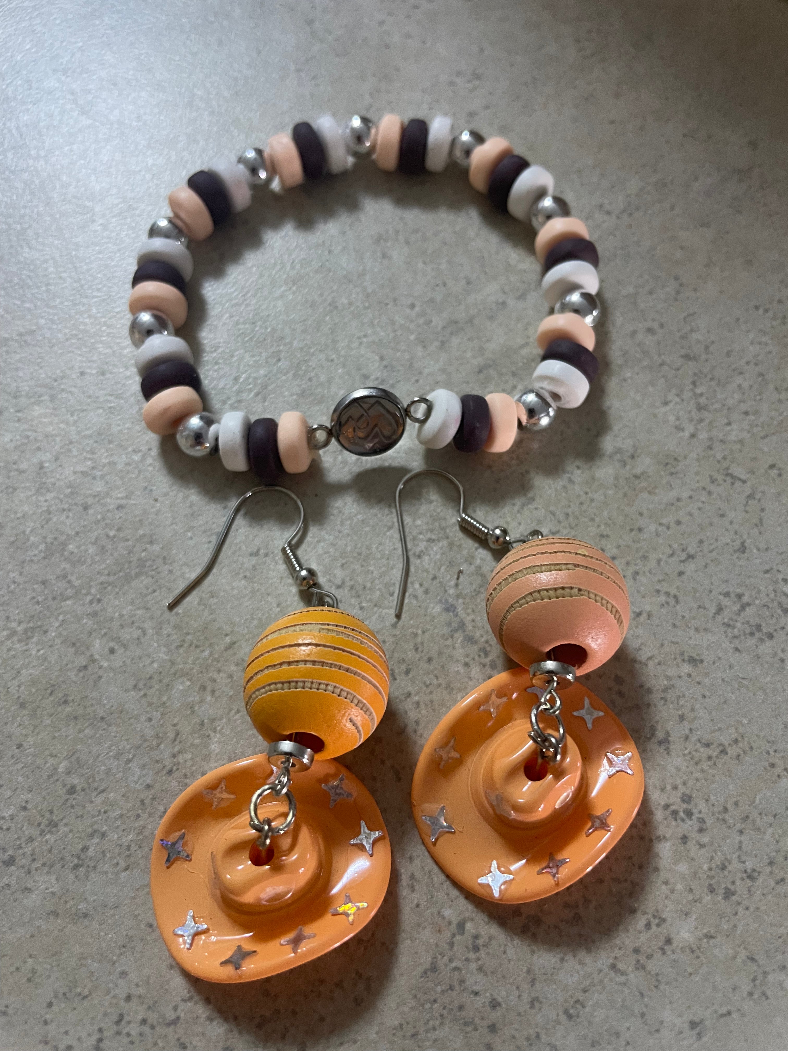 Cowboy Hat Bead Drop Jewelry set