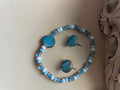 Organic Red or Blue Turquoise Agate Stone Studs Flower Sets