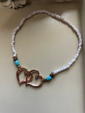 Turquoise Gold Heart Anklet