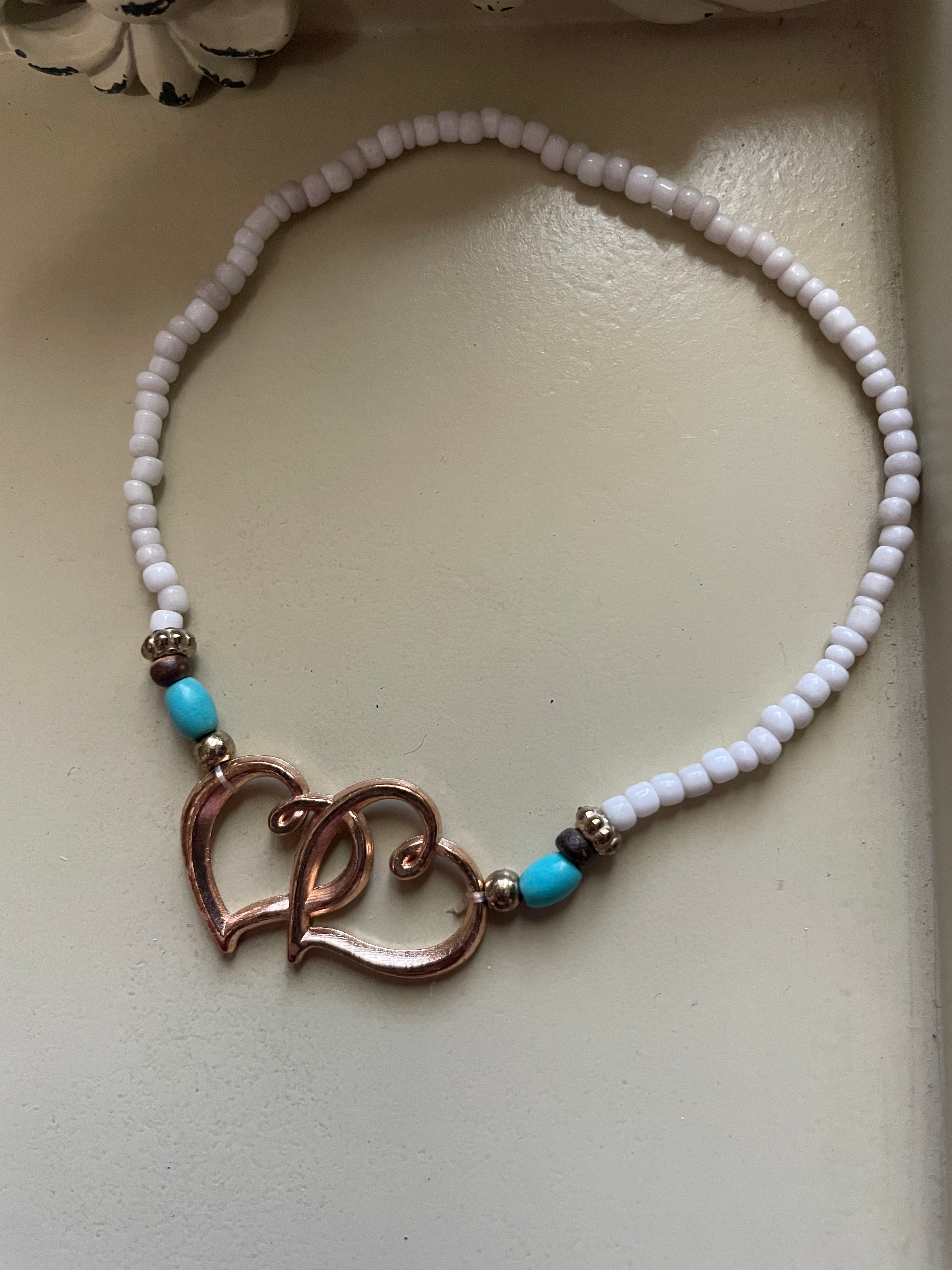 Turquoise Gold Heart Anklet