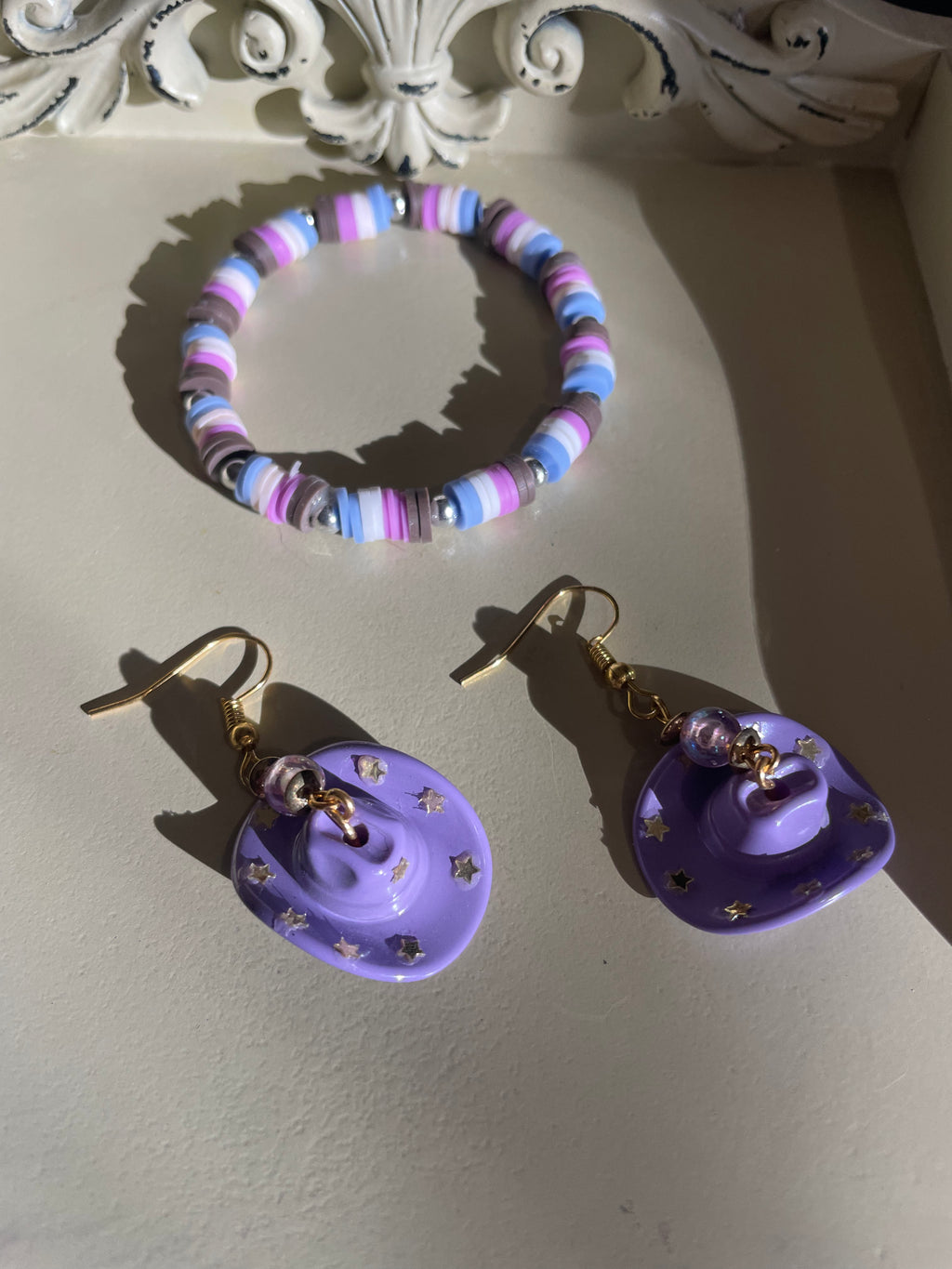 Cowboy Hat Earrings & Bracelet Jewelry Set