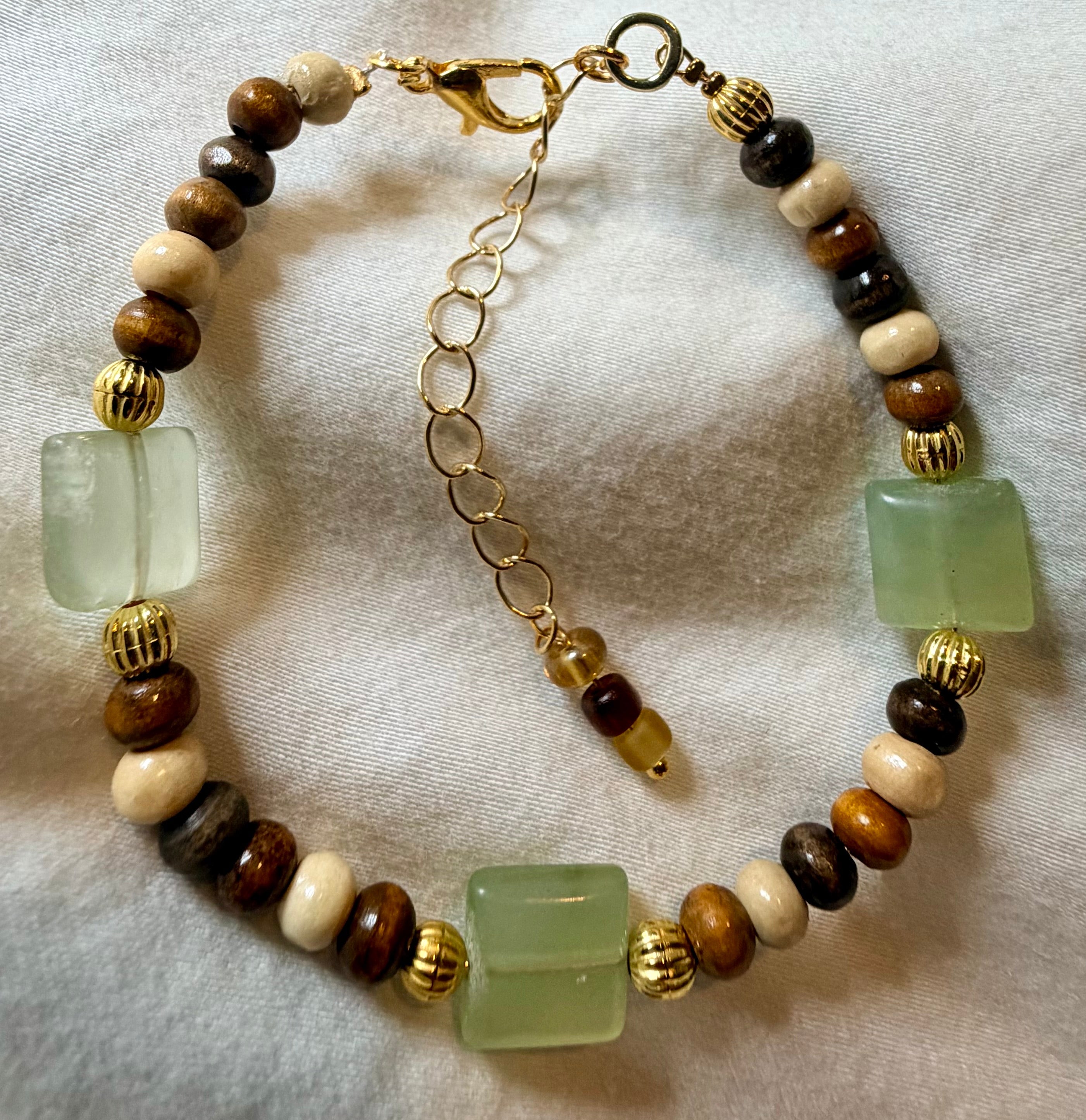 Earthy Jade & Wood Bead Jewelry Set – Boho Gemstone Drop Earrings & Natural Beaded Bracelet - SublimeDesignsBySuzie
