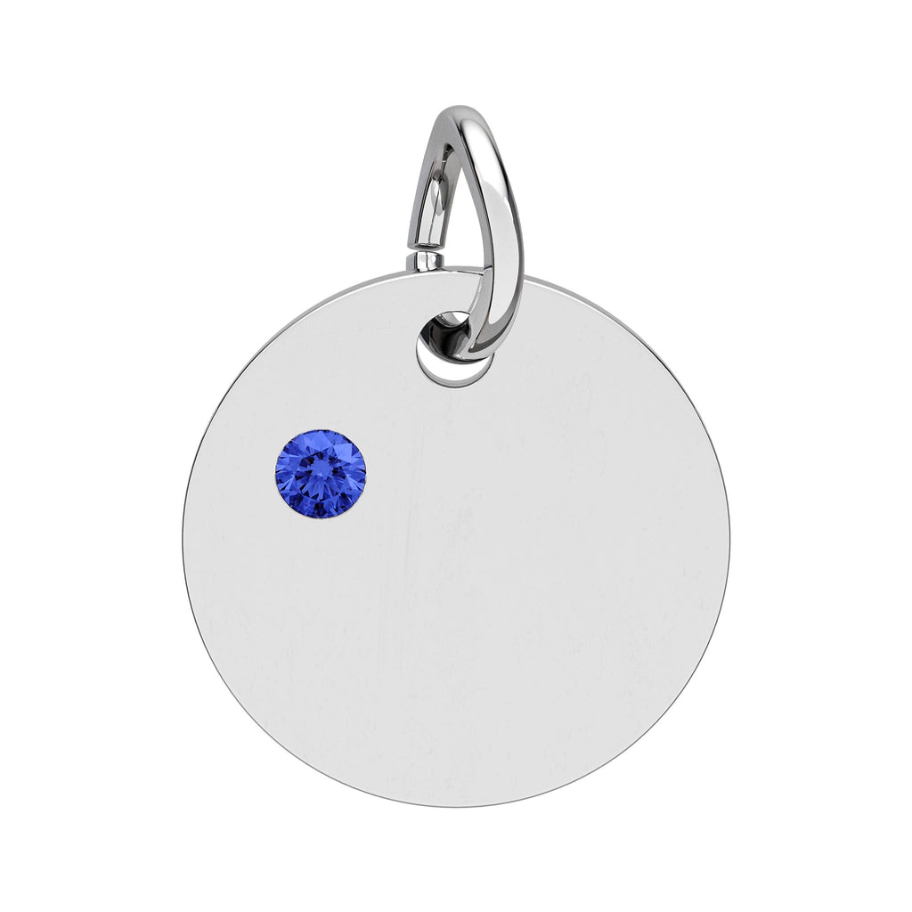 Engravable Birthstone Circle Charm — Personalized Initial & Birthstone Pendant - SublimeDesignsBySuzie