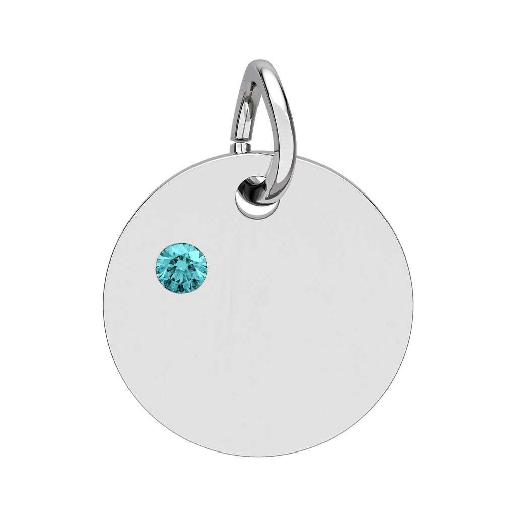 Engravable Birthstone Circle Charm — Personalized Initial & Birthstone Pendant - SublimeDesignsBySuzie