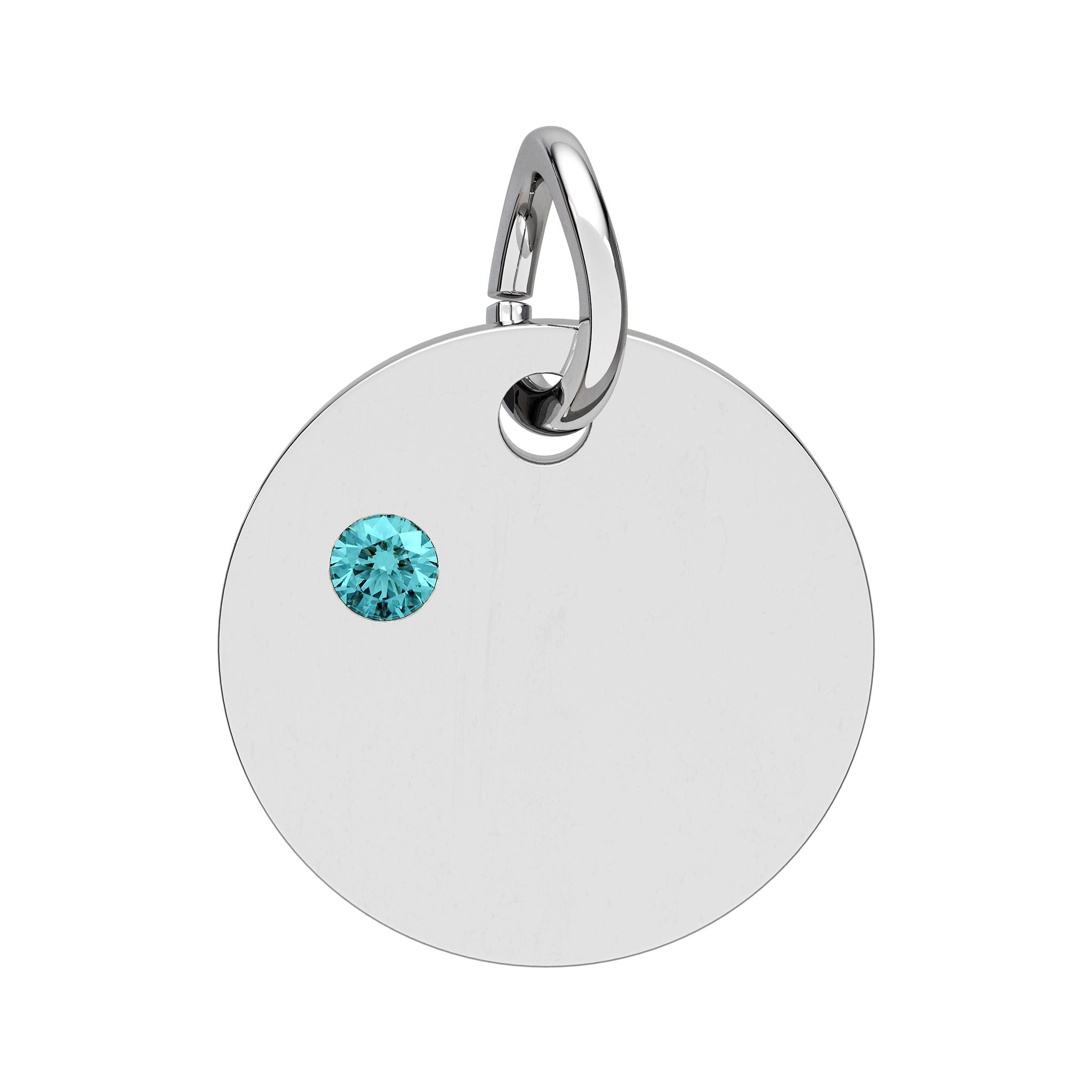 Engravable Birthstone Circle Charm — Personalized Initial & Birthstone Pendant - SublimeDesignsBySuzie