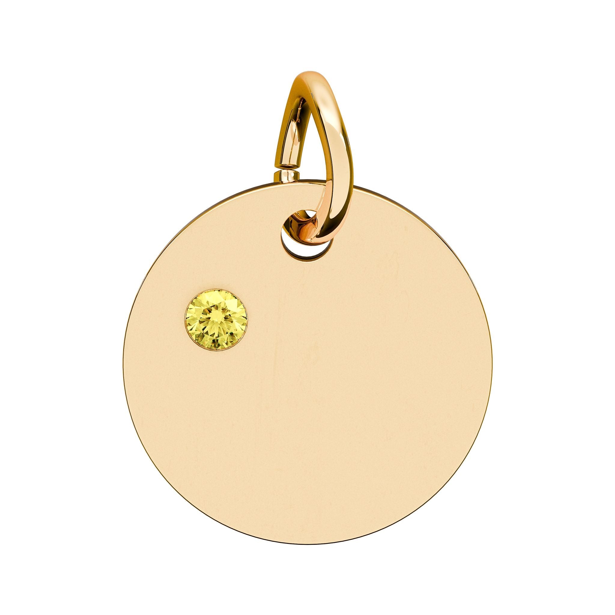 Engravable Birthstone Circle Charm — Personalized Initial & Birthstone Pendant - SublimeDesignsBySuzie