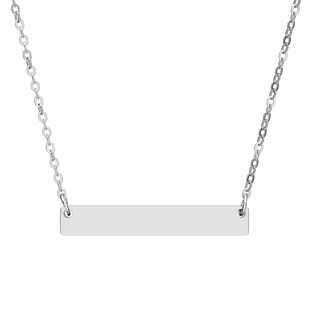 Engravable Horizontal Bar Necklace — Personalized Name/Date Pendant with Sublime Designs by Suzie - SublimeDesignsBySuzie