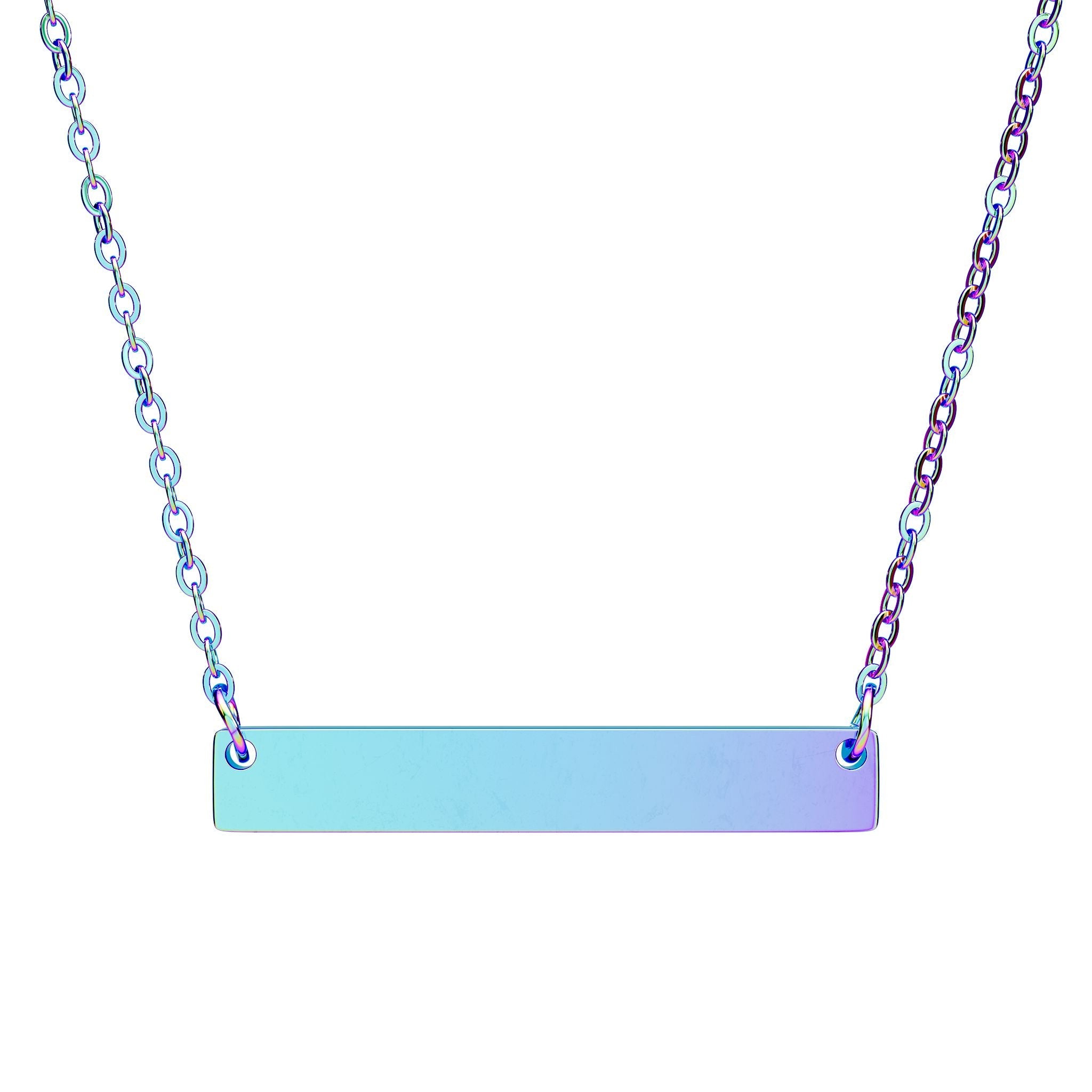 Engravable Horizontal Bar Necklace — Personalized Name/Date Pendant with Sublime Designs by Suzie - SublimeDesignsBySuzie