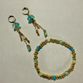 Golden Jellyfish Glow Set – Aqua Bloom Drip Earrings & Ocean Bead Bracelet - SublimeDesignsBySuzie