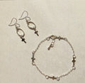 Heavenly Drip Cross Set – Silver Faith Drop Christian Earrings & Dainty Cross Bracelet - SublimeDesignsBySuzie