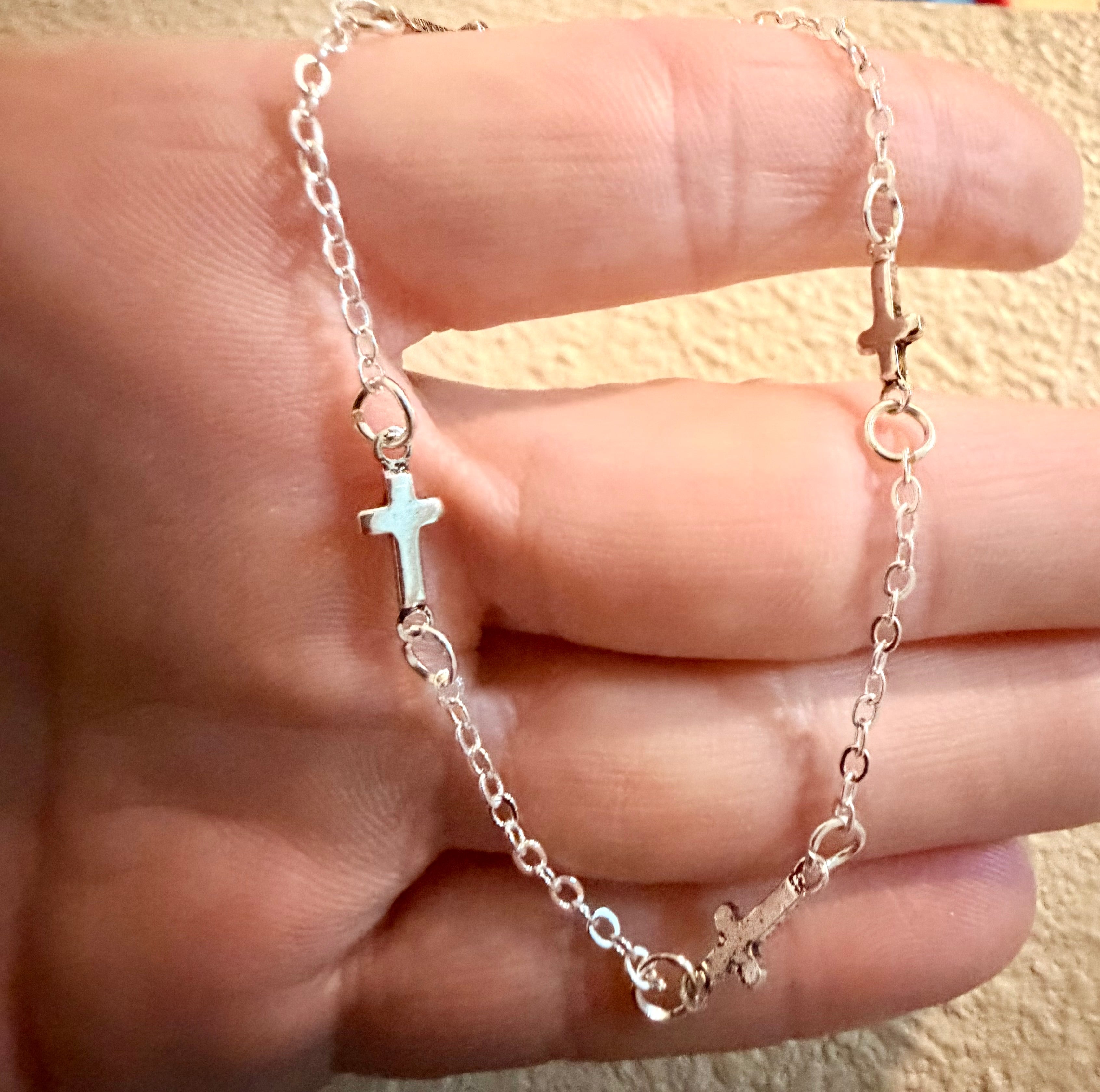 Heavenly Drip Cross Set – Silver Faith Drop Christian Earrings & Dainty Cross Bracelet - SublimeDesignsBySuzie