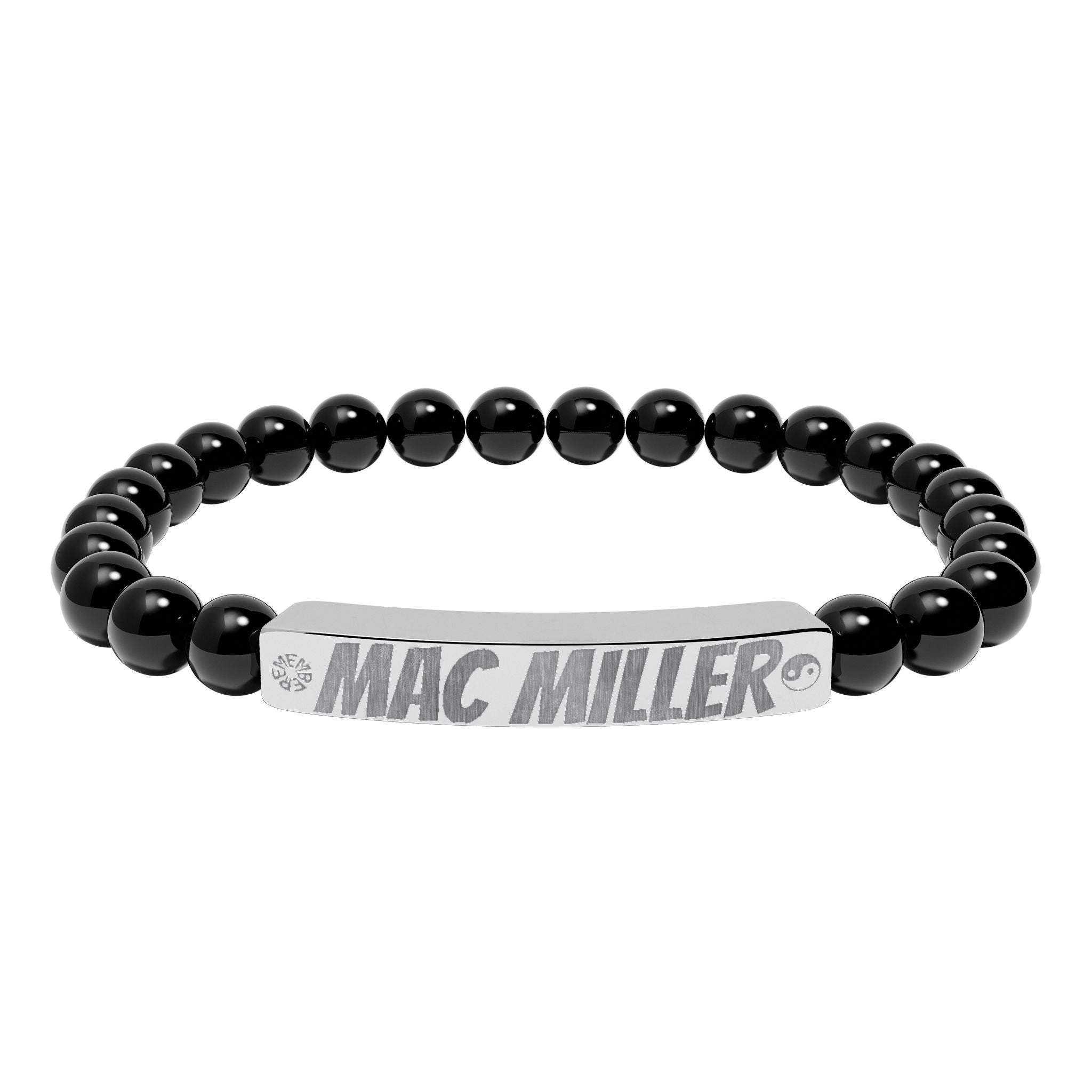 Mac Miller Inspired Engraved Natural Stone Bar Bracelet — Personalized Stretch Beaded Bracelet (e.g., "Mac Miller") - SublimeDesignsBySuzie - SublimeDesignsBySuzie