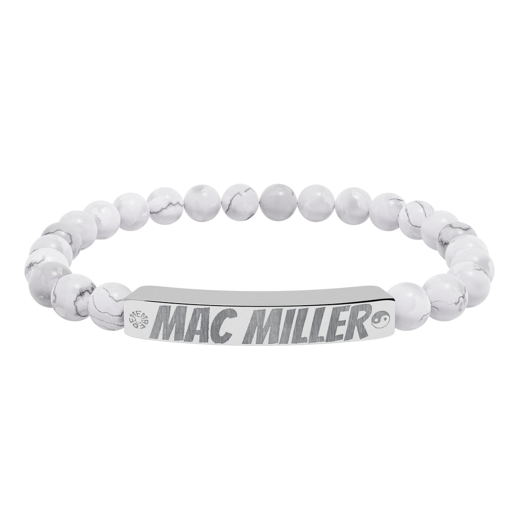 Mac Miller Inspired Engraved Natural Stone Bar Bracelet — Personalized Stretch Beaded Bracelet (e.g., "Mac Miller") - SublimeDesignsBySuzie - SublimeDesignsBySuzie