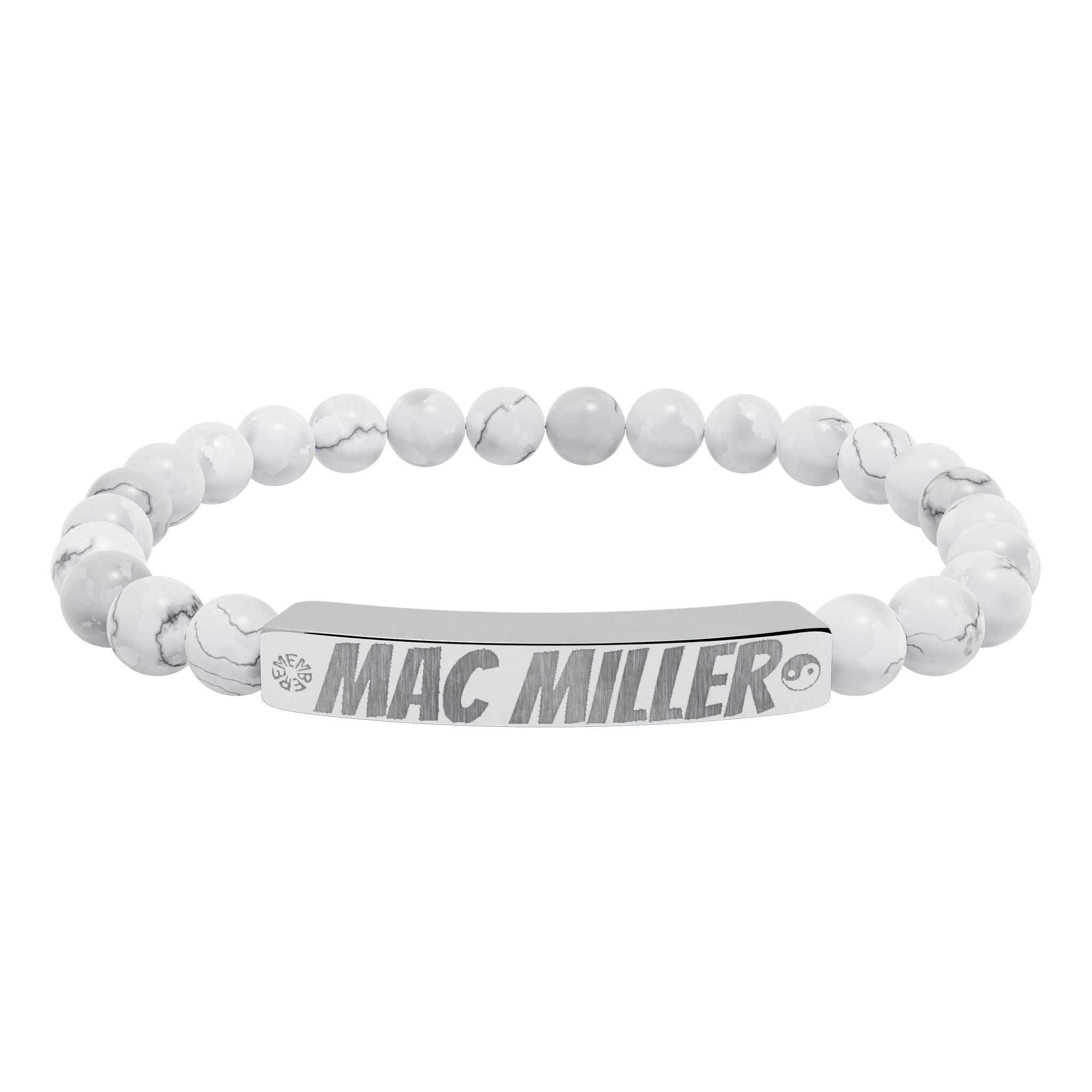 Mac Miller Inspired Engraved Natural Stone Bar Bracelet — Personalized Stretch Beaded Bracelet (e.g., "Mac Miller") - SublimeDesignsBySuzie - SublimeDesignsBySuzie