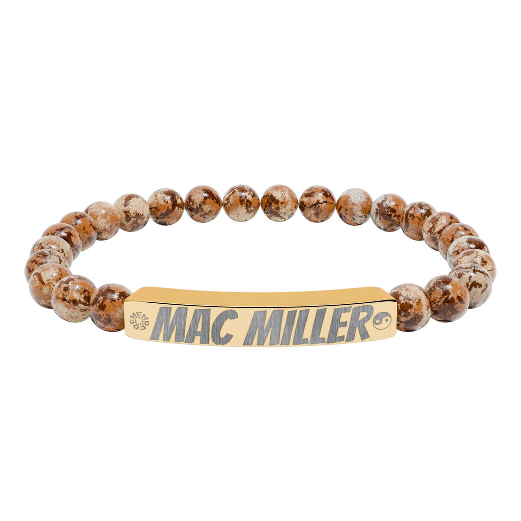 Mac Miller Inspired Engraved Natural Stone Bar Bracelet — Personalized Stretch Beaded Bracelet (e.g., "Mac Miller") - SublimeDesignsBySuzie - SublimeDesignsBySuzie