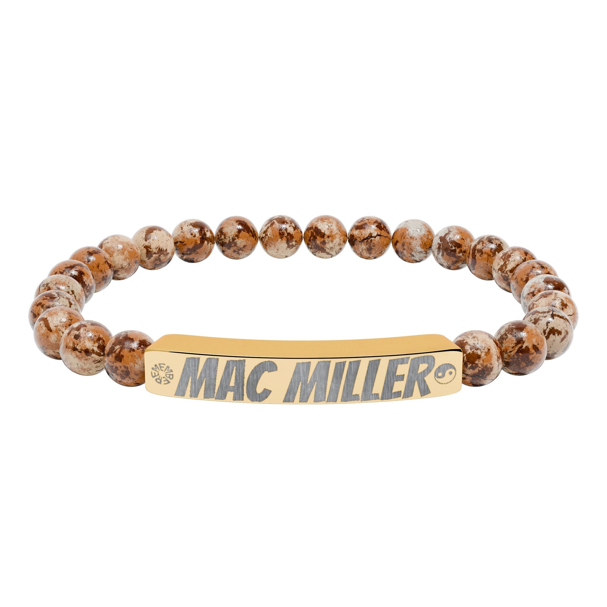 Mac Miller Inspired Engraved Natural Stone Bar Bracelet — Personalized Stretch Beaded Bracelet (e.g., "Mac Miller") - SublimeDesignsBySuzie - SublimeDesignsBySuzie