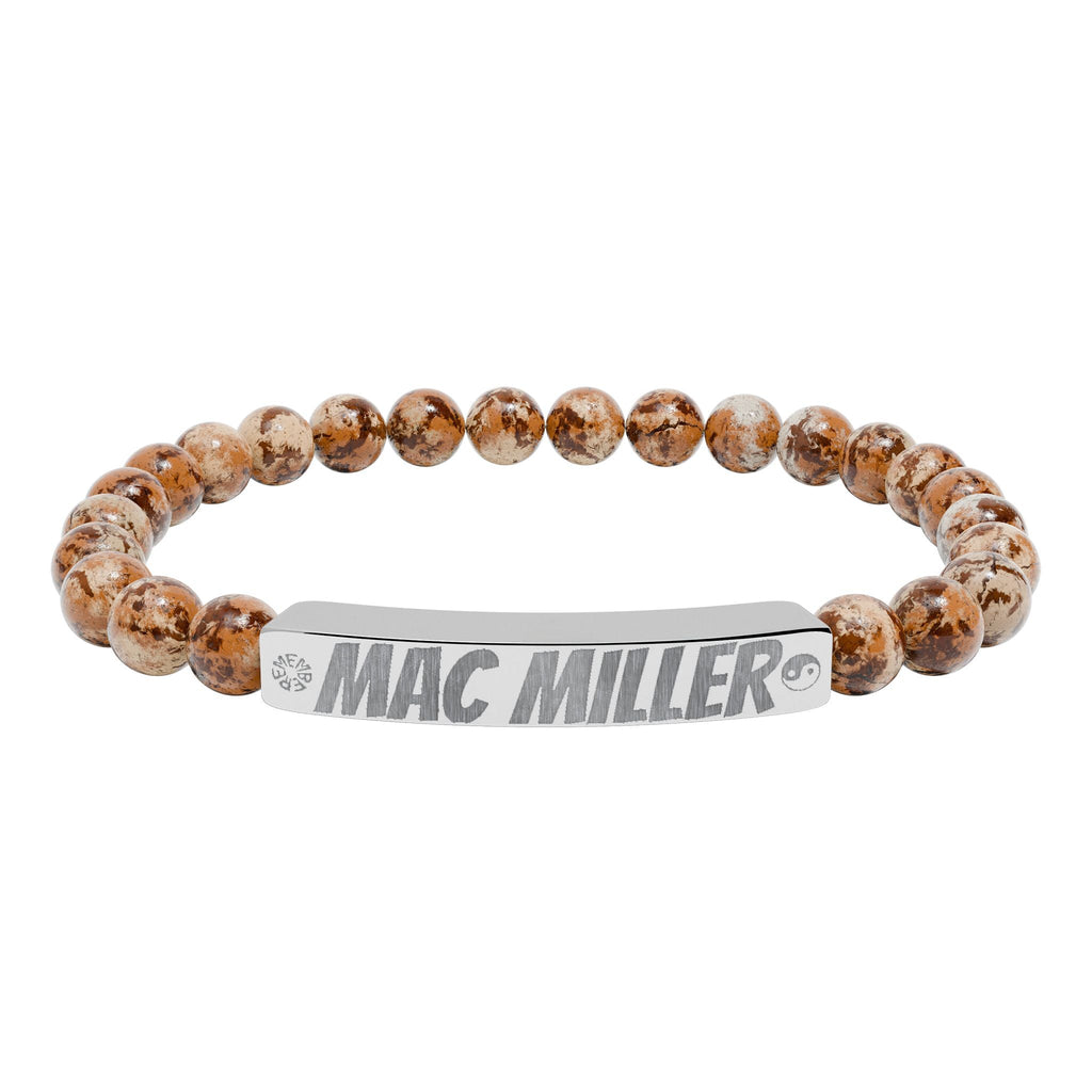 Mac Miller Inspired Engraved Natural Stone Bar Bracelet — Personalized Stretch Beaded Bracelet (e.g., "Mac Miller") - SublimeDesignsBySuzie - SublimeDesignsBySuzie