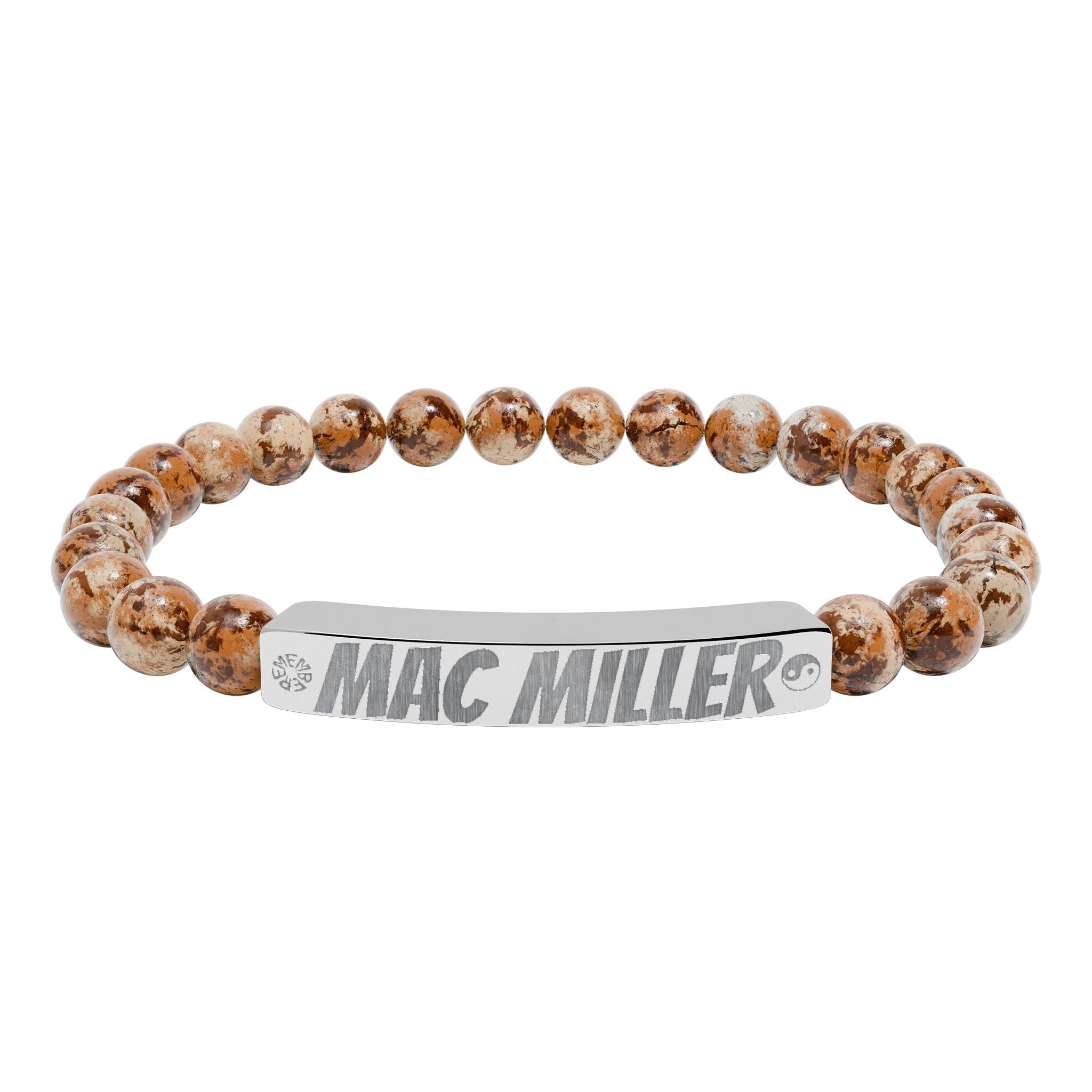 Mac Miller Inspired Engraved Natural Stone Bar Bracelet — Personalized Stretch Beaded Bracelet (e.g., "Mac Miller") - SublimeDesignsBySuzie - SublimeDesignsBySuzie