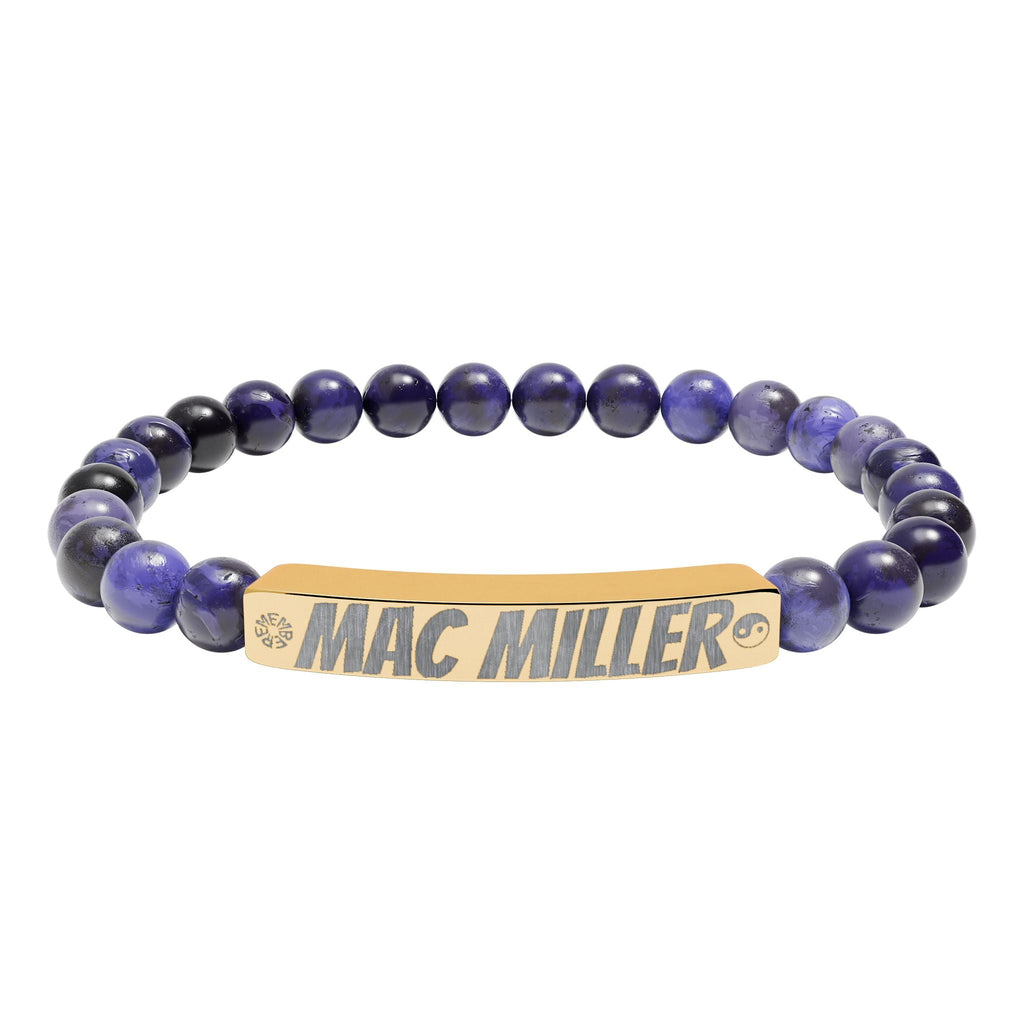 Mac Miller Inspired Engraved Natural Stone Bar Bracelet — Personalized Stretch Beaded Bracelet (e.g., "Mac Miller") - SublimeDesignsBySuzie - SublimeDesignsBySuzie