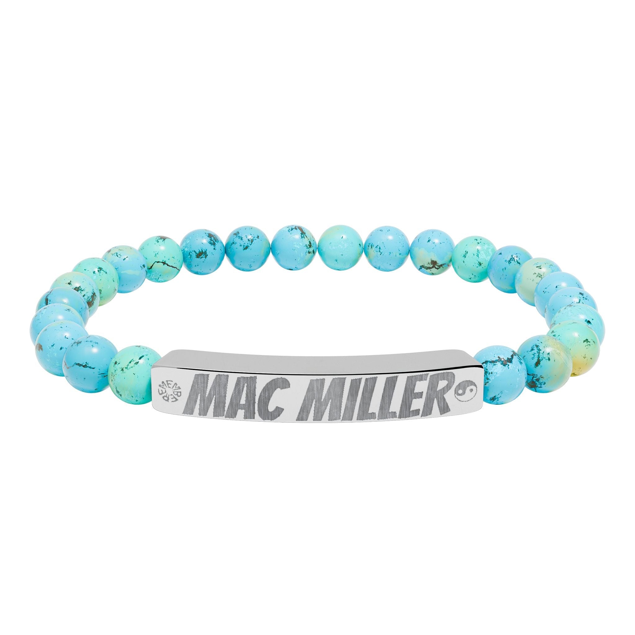 Mac Miller Inspired Engraved Natural Stone Bar Bracelet — Personalized Stretch Beaded Bracelet (e.g., "Mac Miller") - SublimeDesignsBySuzie - SublimeDesignsBySuzie