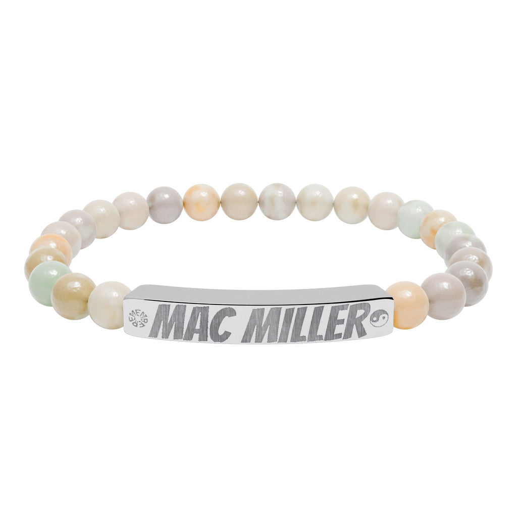 Mac Miller Inspired Engraved Natural Stone Bar Bracelet — Personalized Stretch Beaded Bracelet (e.g., "Mac Miller") - SublimeDesignsBySuzie - SublimeDesignsBySuzie