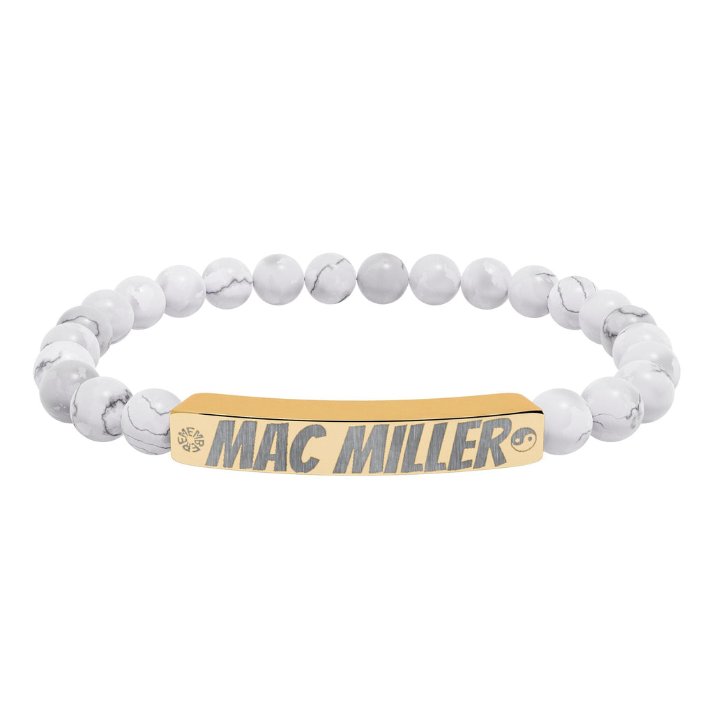 Mac Miller Inspired Engraved Natural Stone Bar Bracelet — Personalized Stretch Beaded Bracelet (e.g., "Mac Miller") - SublimeDesignsBySuzie - SublimeDesignsBySuzie