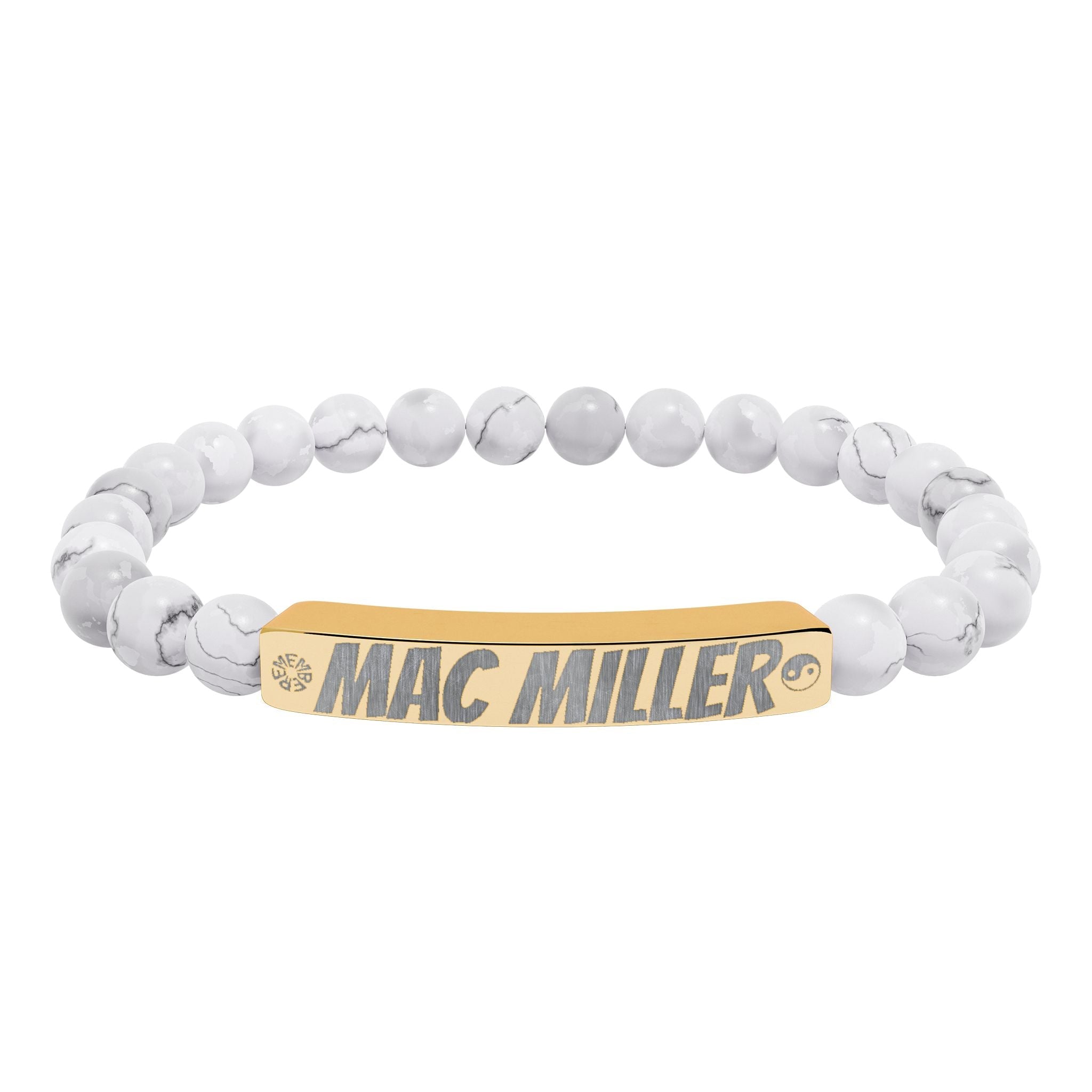 Mac Miller Inspired Engraved Natural Stone Bar Bracelet — Personalized Stretch Beaded Bracelet (e.g., "Mac Miller") - SublimeDesignsBySuzie - SublimeDesignsBySuzie