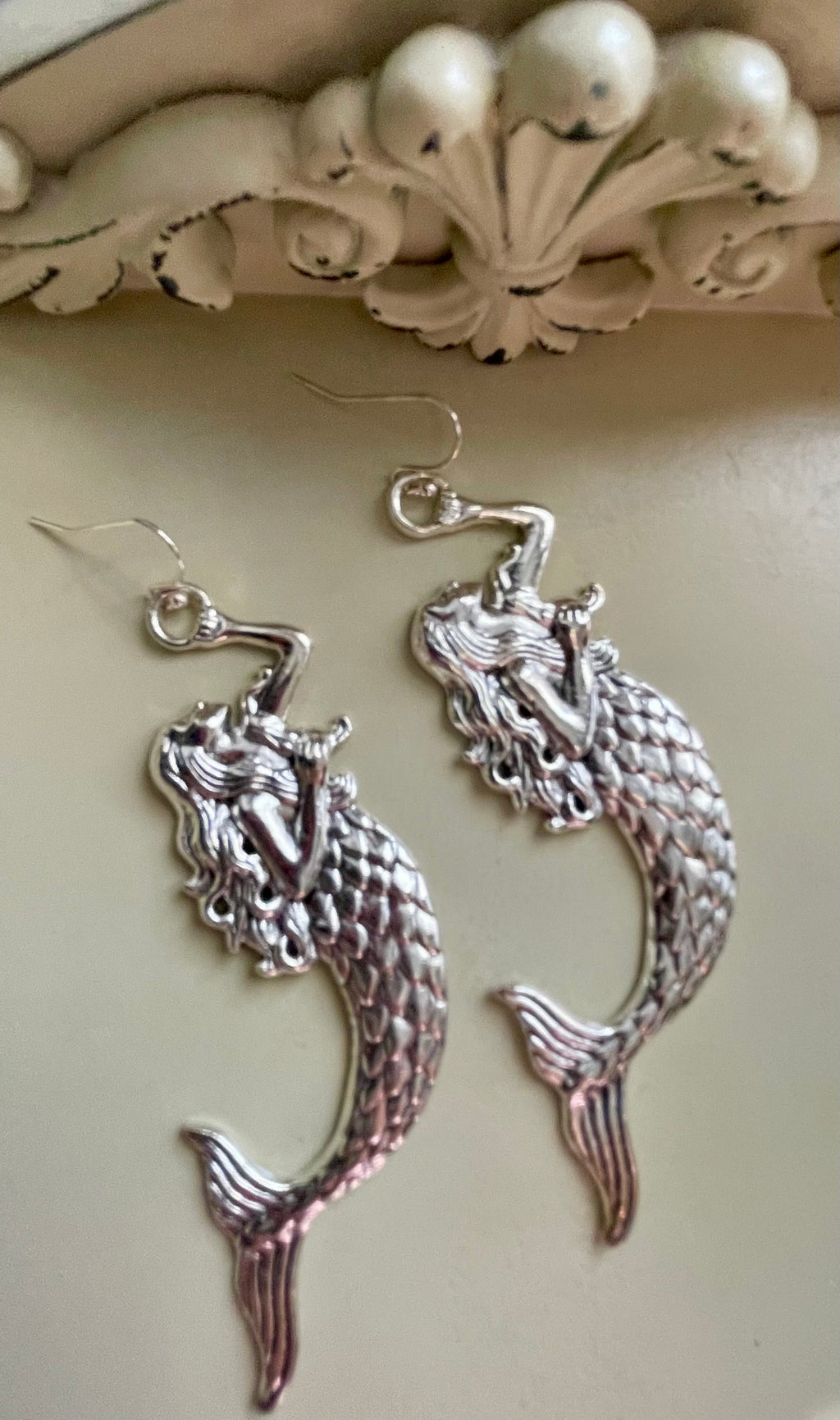 Mermaid Jewelry Set – Silver Mermaid Body & Tail Earrings & Pastel Beaded Bracelet, Pink Teal Purple Mermaid Charm Handmade Ocean Gift for Women by Suzie with Sublime Designs - SublimeDesignsBySuzie