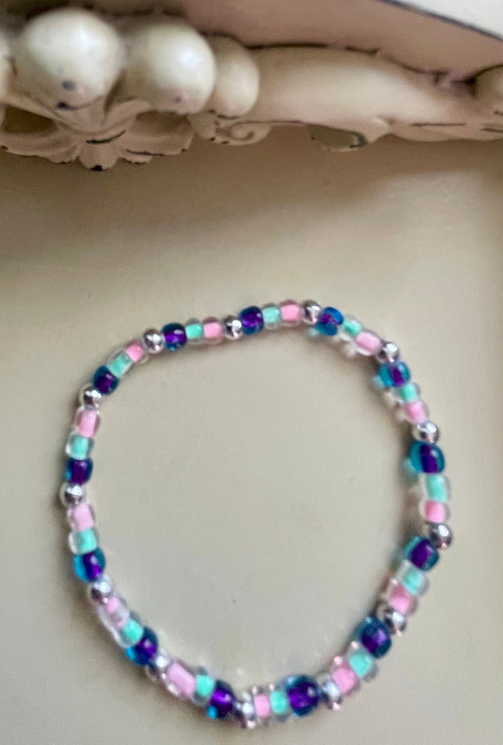 Mermaid Jewelry Set – Silver Mermaid Body & Tail Earrings & Pastel Beaded Bracelet, Pink Teal Purple Mermaid Charm Handmade Ocean Gift for Women by Suzie with Sublime Designs - SublimeDesignsBySuzie