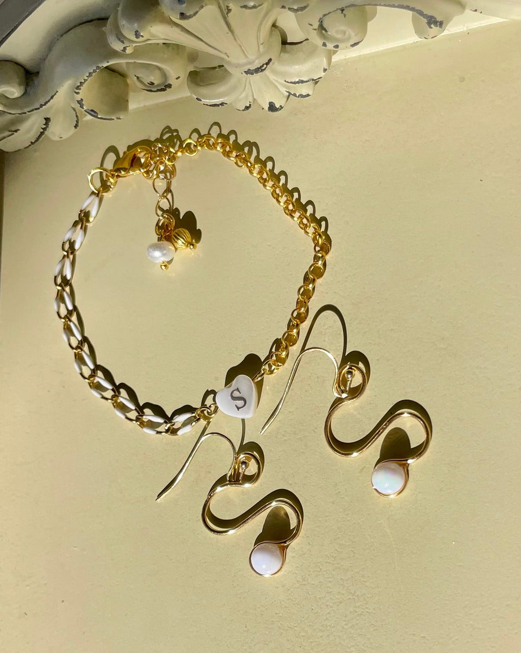Mix and Match Gold Plated Heart Customize Initial Jewelry - Enamel Chain Initial Personalized Bracelet Opal Earrings Personalized Charm - SublimeDesignsBySuzie - SublimeDesignsBySuzie