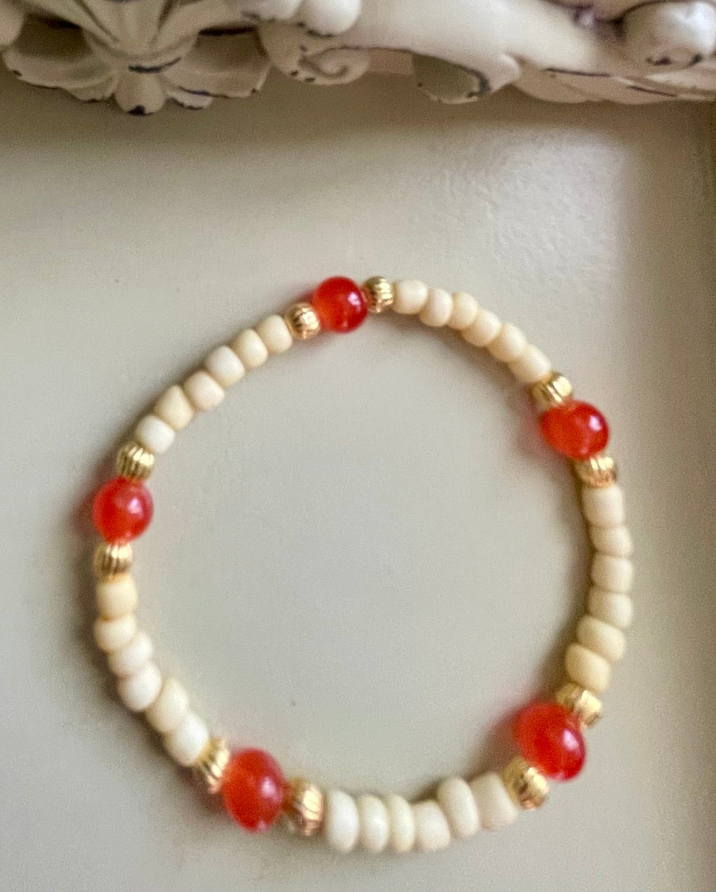 Nested Heart Floral Earrings & Carnelian Wood Bead Bracelet Set – Gold Plated Wooden Double Heart Jewelry, Folk Art Print Heart Dangles Handmade Gift - SublimeDesignsBySuzie - SublimeDesignsBySuzie