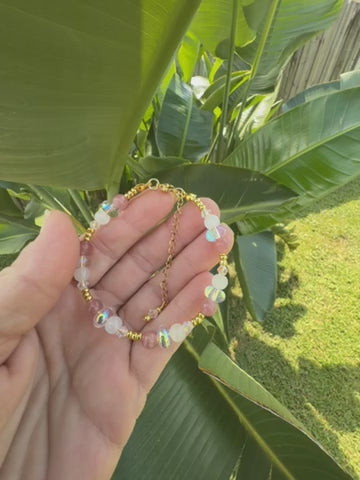 Rose Quartz Gold Plated Adjustable Bracelet – Taurus Zodiac Birthstone Moonstone