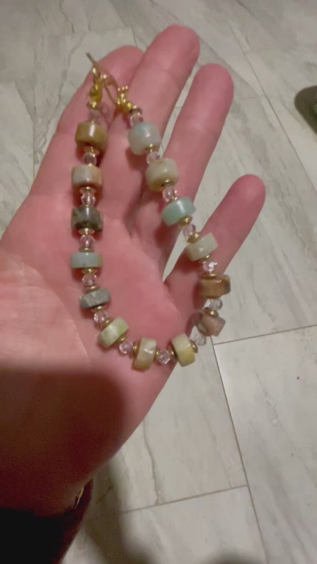 Genuine Amazonite Gemstone Anklet – Luxury Healing Crystal Ankle Bracelet 18k GP