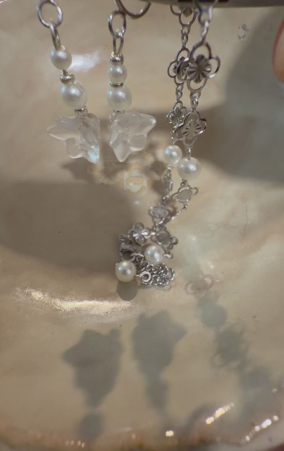 Silver Plated Non-Pierced Ear Cuff Set with Star Charms & Convertible Pearl Flower Bracelet Anklet