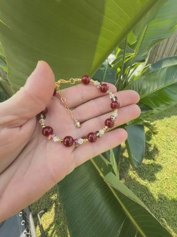 Garnet Capricorn Crystal Adjustable Bracelet