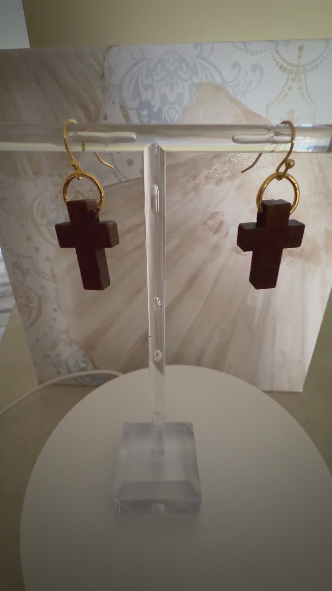 Rustic Faith Christian Wooden Cross Jewelry Set- Cross Earrings & Bracelet