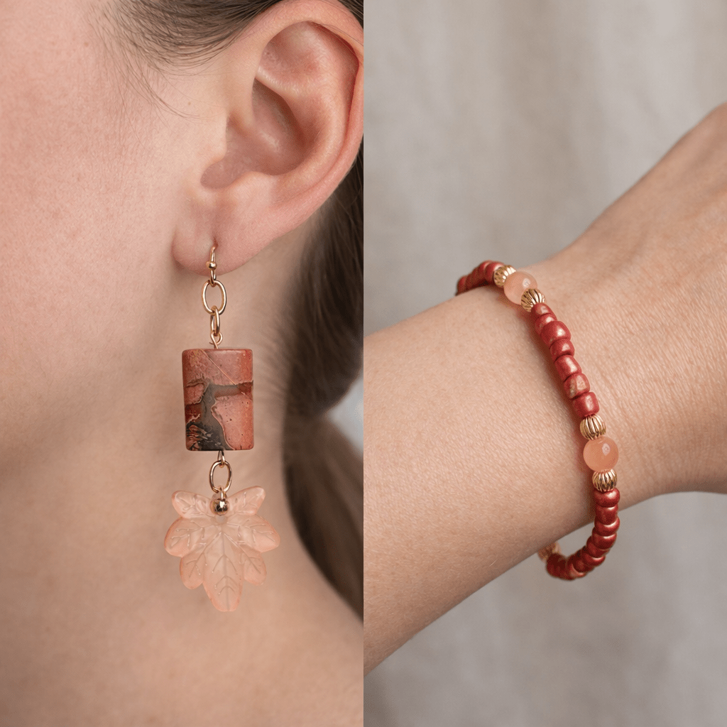 Rhondonite Natural Stone Maroon Color Jewelry Set Miss Match Designs (Copy) - SublimeDesignsBySuzie