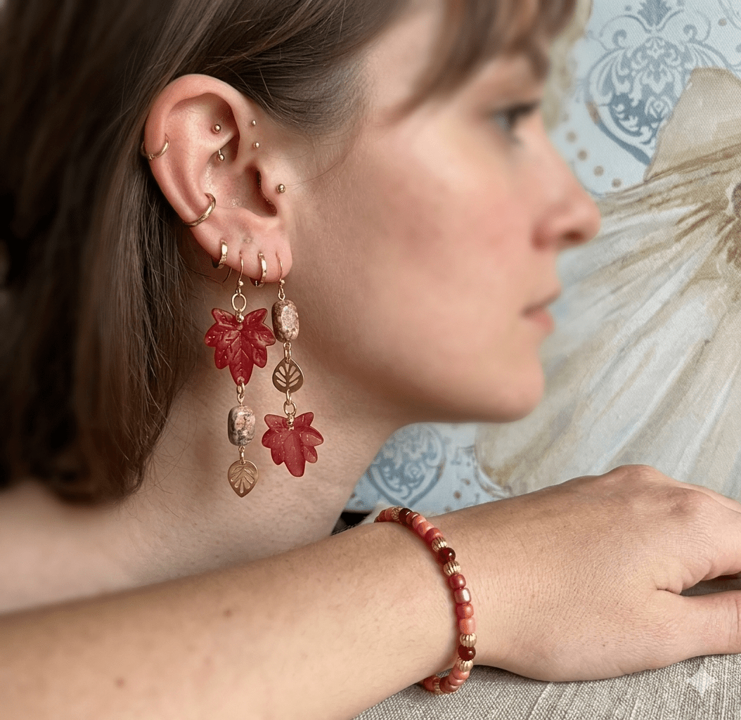 Rhondonite Natural Stone Maroon Color Jewelry Set Miss Match Designs (Copy) - SublimeDesignsBySuzie