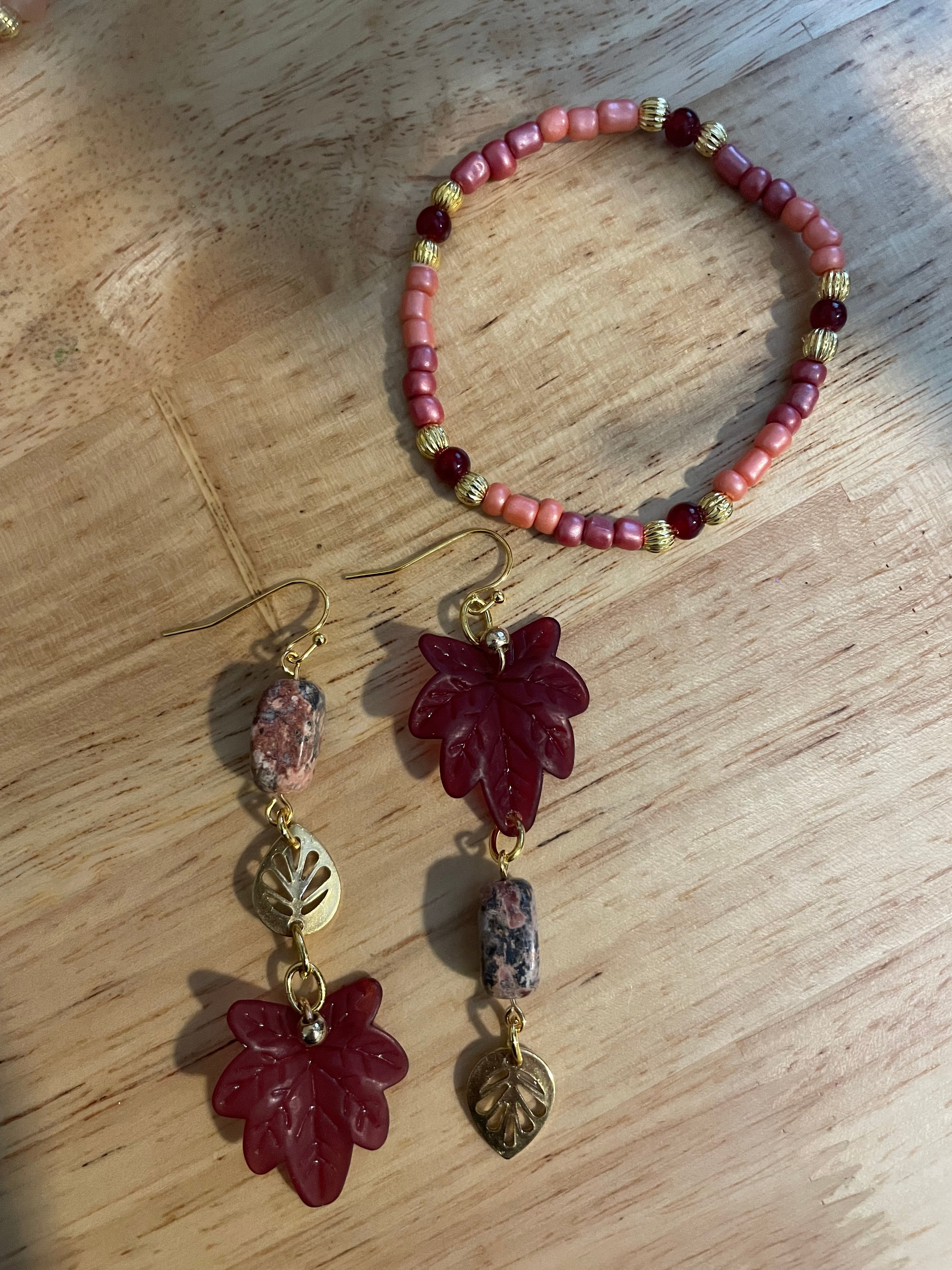 Rhondonite Natural Stone Maroon Color Jewelry Set Miss Match Designs (Copy) - SublimeDesignsBySuzie